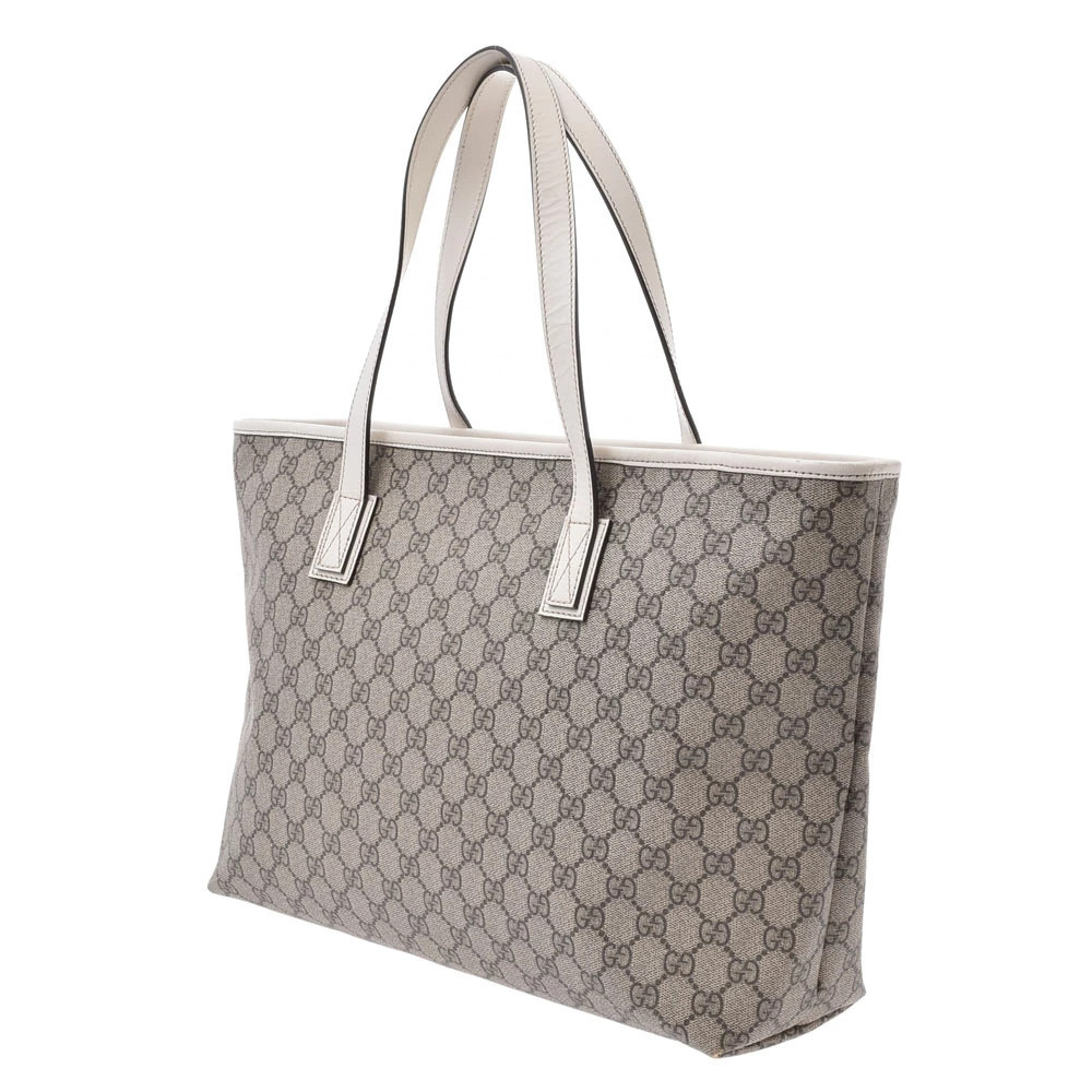 Gucci White Beige Bag Ivory Tote GG Supreme White Tan